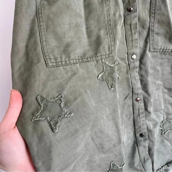 Rails Marcel Sage with Stars Shirt Jacket Long Sleeve Button Down Green Pocket S - Picture 5 of 10